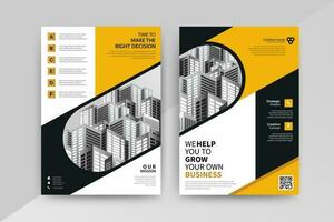 Business abstract vector template for Flyer, Brochure, Annual Report, Magazine, Poster, Corporate Presentation, Portfolio, with yellow and black color size A4, Front and back.