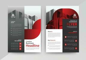 Business abstract vector template for Flyer, Brochure, Annual Report, Magazine, Poster, Corporate Presentation, Portfolio, with red and black color size A4, Front and back.