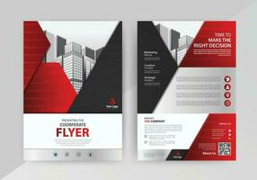 Business abstract vector template for Flyer, Brochure, Annual Report, Magazine, Poster, Corporate Presentation, Portfolio, with red and black color size A4, Front and back.