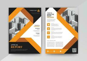 Business abstract vector template for Flyer, Brochure, Annual Report, Magazine, Poster, Corporate Presentation, Portfolio, with yellow and black color size A4, Front and back.