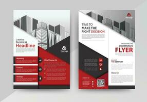 Business abstract vector template for Flyer, Brochure, Annual Report, Magazine, Poster, Corporate Presentation, Portfolio, with red and black color size A4, Front and back.