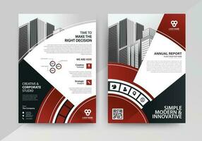 Business abstract vector template for Flyer, Brochure, Annual Report, Magazine, Poster, Corporate Presentation, Portfolio, with red and black color size A4, Front and back.