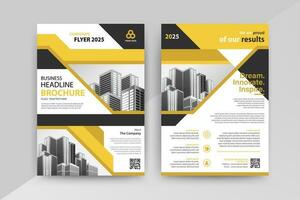 Business abstract vector template for Flyer, Brochure, Annual Report, Magazine, Poster, Corporate Presentation, Portfolio, with yellow and black color size A4, Front and back.