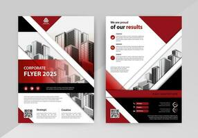 Business abstract vector template for Flyer, Brochure, Annual Report, Magazine, Poster, Corporate Presentation, Portfolio, with red and black color size A4, Front and back.