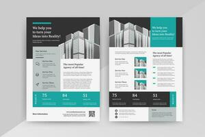 Business abstract vector template for Flyer, Brochure, Annual Report, Magazine, Poster, Corporate Presentation, Portfolio, with cyan and black color size A4, Front and back.