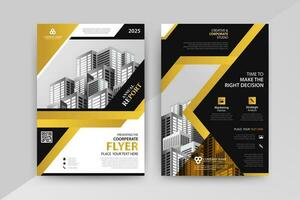 Business abstract vector template for Flyer, Brochure, Annual Report, Magazine, Poster, Corporate Presentation, Portfolio, with yellow and black color size A4, Front and back. Vector