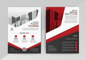 Business abstract vector template for Flyer, Brochure, Annual Report, Magazine, Poster, Corporate Presentation, Portfolio, with red and black color size A4, Front and back.