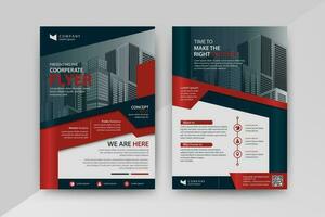 Business abstract vector template for Flyer, Brochure, Annual Report, Magazine, Poster, Corporate Presentation, Portfolio, with red and black color size A4, Front and back.