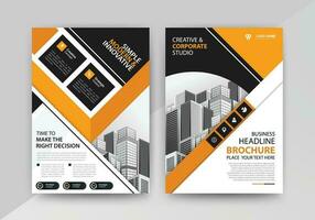 Business abstract vector template for Flyer, Brochure, Annual Report, Magazine, Poster, Corporate Presentation, Portfolio, with yellow and black color size A4, Front and back.