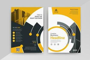 Business abstract vector template for Flyer, Brochure, Annual Report, Magazine, Poster, Corporate Presentation, Portfolio, with yellow and black color size A4, Front and back.