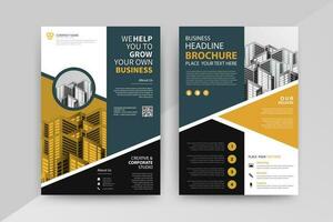 Business abstract vector template for Flyer, Brochure, Annual Report, Magazine, Poster, Corporate Presentation, Portfolio, with yellow and black color size A4, Front and back.