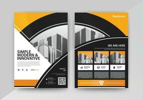 Business abstract vector template for Flyer, Brochure, Annual Report, Magazine, Poster, Corporate Presentation, Portfolio, with yellow and black color size A4, Front and back.