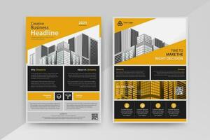 Business abstract vector template for Flyer, Brochure, Annual Report, Magazine, Poster, Corporate Presentation, Portfolio, with yellow and black color size A4, Front and back.