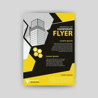 Business abstract vector template for Flyer, Brochure, Annual Report, Magazine, Poster, Corporate Presentation, Portfolio, with yellow and black color size A4, Front and back.