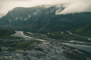 Mountains Of Norway With Scenic Highway Near Peaks. photo