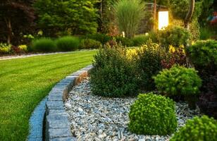 Professionally Landscaped Garden Flower Bed photo