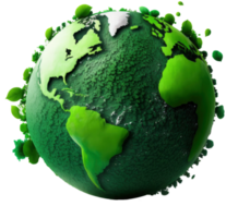 World Earth day concept. Illustration of the green planet earth on a transparent background. earth day poster, banner, card,  APRIL 22, Saving the planet, environment,  Planet Earth,  Generate Ai png