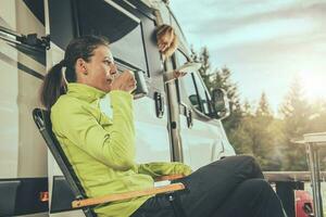 Caucasian Friends RV Weekend Getaway photo