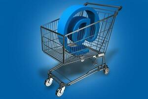 Internet Cart on blue background photo