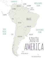 Political South America Map vector illustration isolated in white background. Editable and clearly labeled layers.