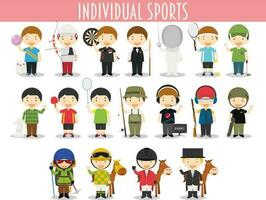 Vector Set of Individual Sports in cartoon style