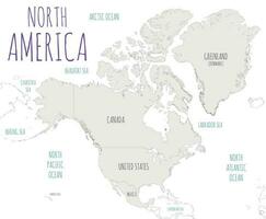 Political North America Map vector illustration isolated in white background. Editable and clearly labeled layers.