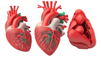 umano cuore, interno organo, cuore forma, umano cuore isolato su trasparente sfondo, tre dimensionale, anatomia, creare ai png