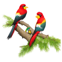 dois papagaios dentro a árvore generativo ai png