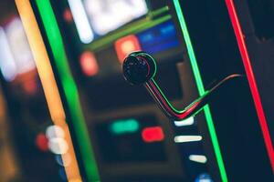 Close Up Shot Of Casino Slot Machine. photo