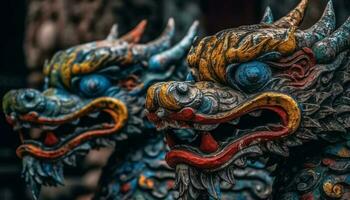 Dragon statue symbolizes spirituality in Bali ancient indigenous culture generated by AI photo