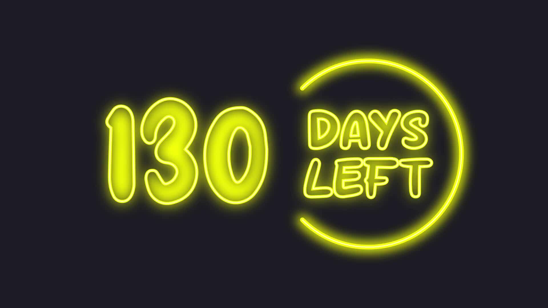 130 day left neon light animated 24635824 Stock Video at Vecteezy