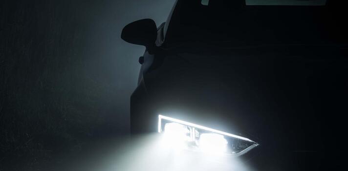 Active LED Beams in Modern Compact Vehicle. photo