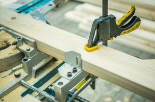 Saw Stand with Timber Beam Closeup photo