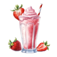 jordgubb milkshake vattenfärg ClipArt ai genererad png