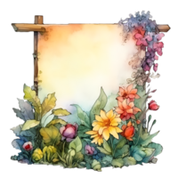 Flower Border Frame Watercolor Clipart png