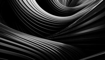 Smooth black metal waves spin in futuristic abstract backdrop design photo