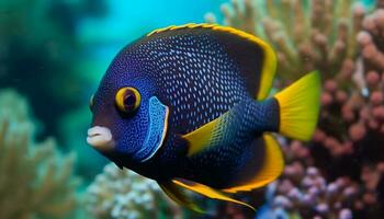 Vibrant clown fish swimming in beautiful coral reef underwater generated by AI photo