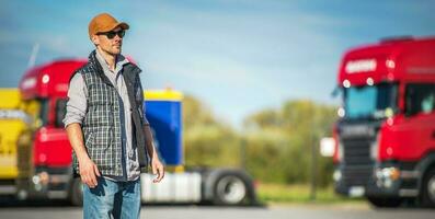 Semi Driver on Truck Stop photo