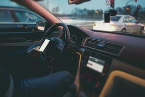 Texting While Driving Concept photo