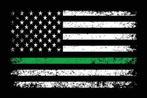 Thin Green Line With USA Flag Design vector