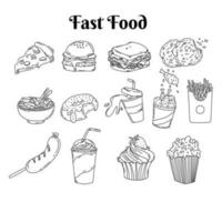 Set collection of fast food vector