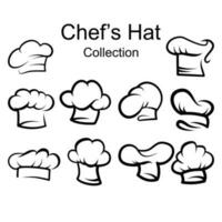 conjunto colección de cocineros sombrero o gorro de cocinero vector