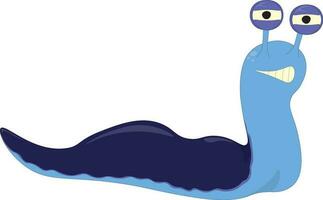 Cartoon style blue smiling slug art vector illustration