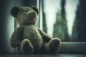 Teddy Bear Islolated From Missing Child. photo