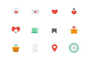 coloring art set of icons for home social networking, heart love cute vector