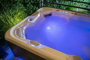 Blue Illuminated Home Garden Hot Tub Spa photo