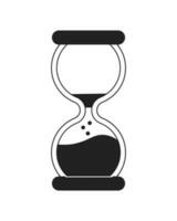 Clock sand-glass monochrome flat vector object. Hourglass time counting. Watch sand. Deadline. Editable black and white thin line icon. Simple cartoon clip art spot illustration for web graphic design