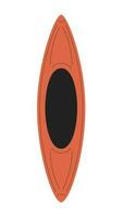 Red kayak vessel semi flat colour vector object. Water sports equipment. Outdoor recreation. Editable cartoon clip art icon on white background. Simple spot illustration for web graphic design