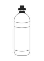 Oxygen tank monochrome flat vector object. O2 cylinder. Underwater diving gear. Scuba tank. Editable black and white thin line icon. Simple cartoon clip art spot illustration for web graphic design