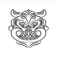 Monster line art face vector